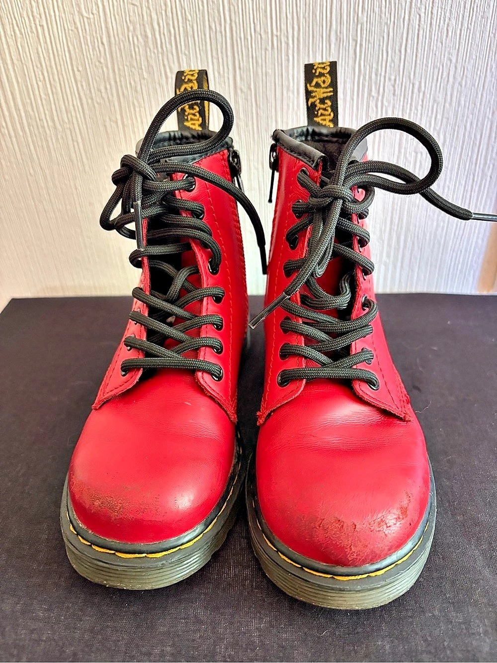 Dr. Martens 1460 Combat Boots in Red & Black toddler size 11c